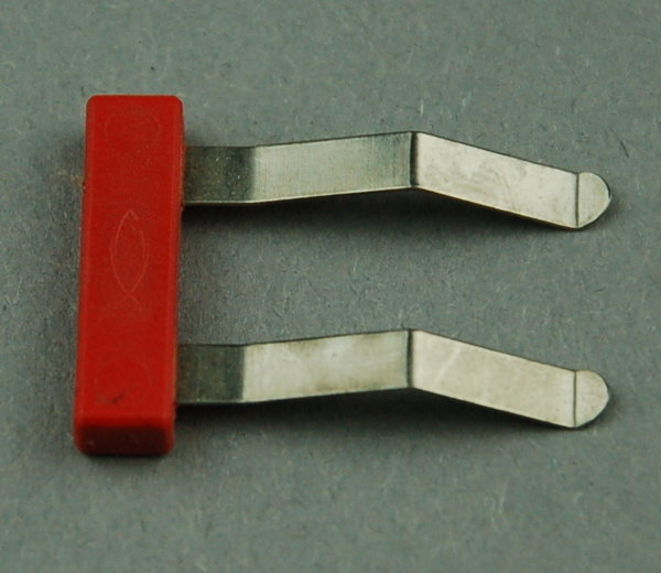 Elektronikbaustein / Silberling Verbindungsstecker 2-polig - rot